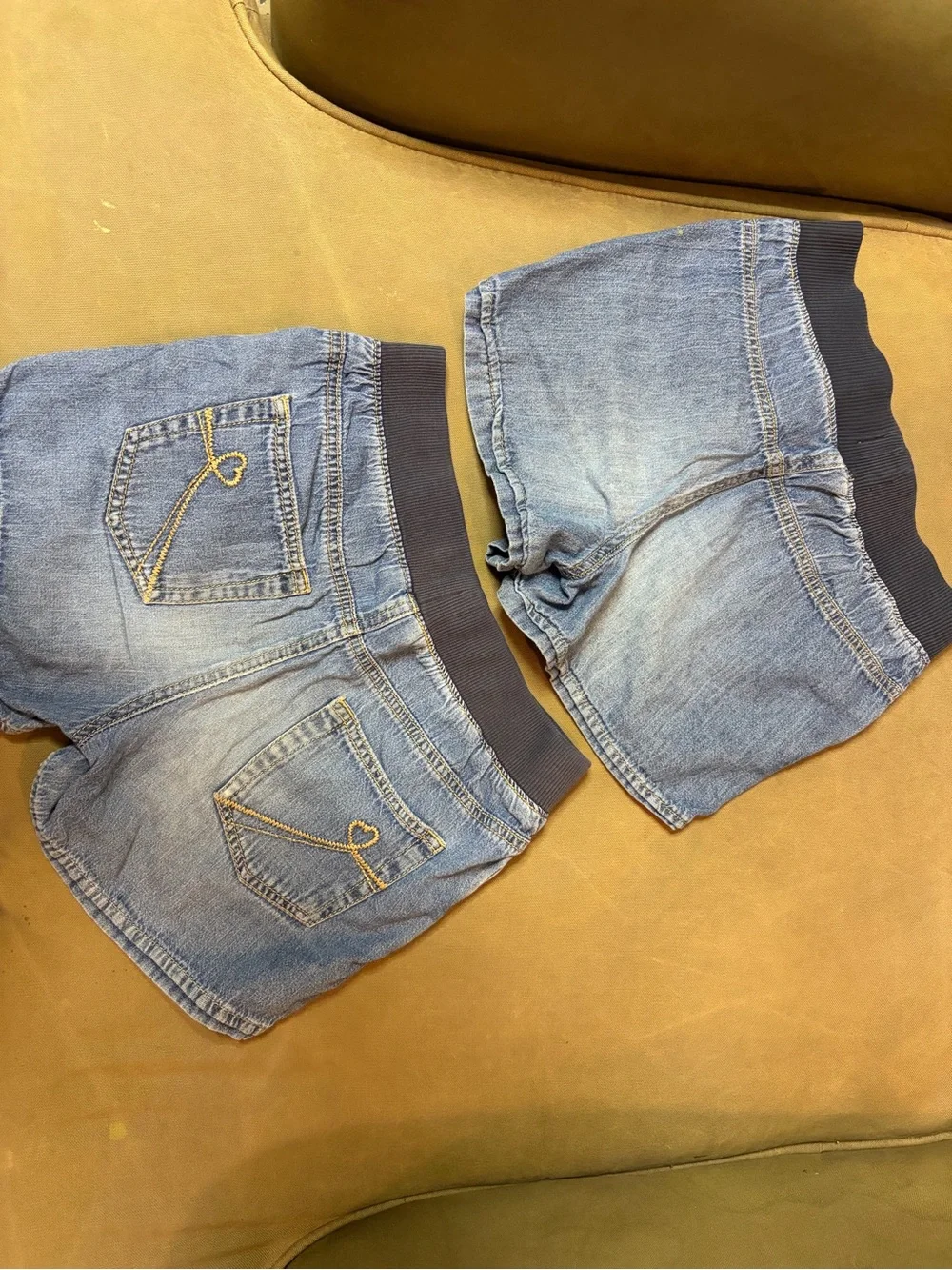 The Children's Place Light Blue Denim Shorts with Navy Waistband